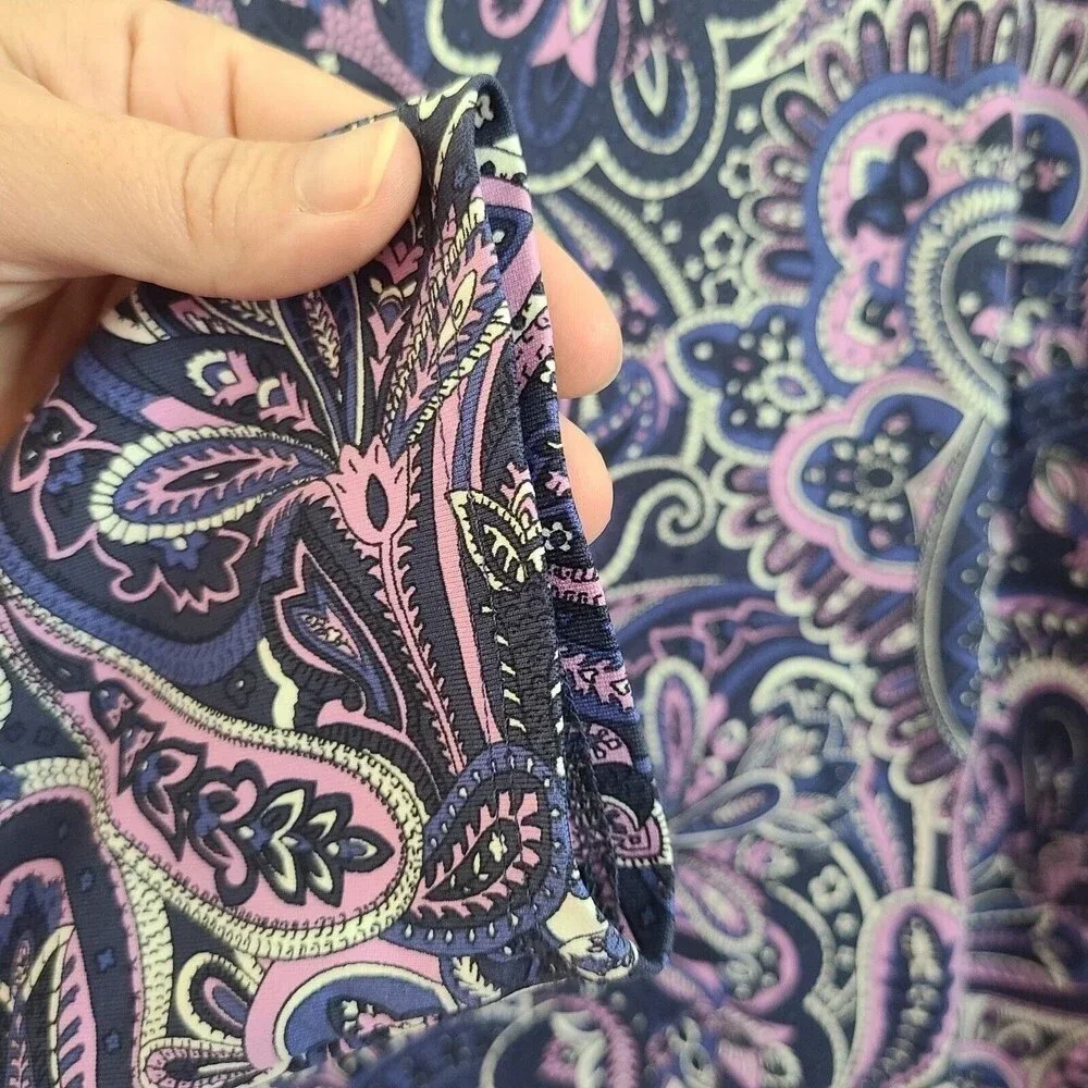 Talbots size Medium Jersey A line dress in polished paisley blue and purple boho